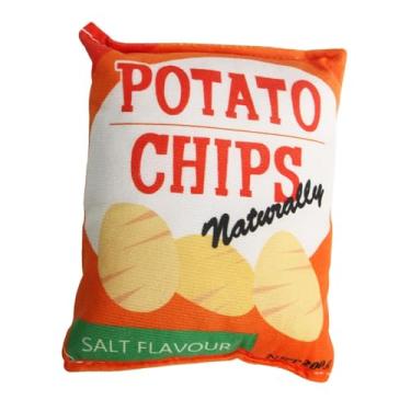 Imagem de WeiLaiKeQi Brinquedos de papel para cães, brinquedos interativos e macios para cães, brinquedos de pelúcia para cachorros com batatas fritas, Laranja