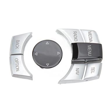 Imagem de Botão Controlador de Mídia, Botão de Controle Multimídia ABS Fonte Sem Desbotamento Resistente a Arranhões Banhado a Prata 6 Peças Plug and Play para Chassi 1 3 5 Série F