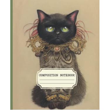 Imagem de Caderno de composição: Faculdade Estética Vintage pautada com design de capa de gato Lola