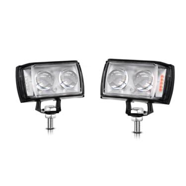 Imagem de Daconovo Luzes de condução LED para motocicleta, 60W 6000LM 6000K/3000K Refletores super brilhantes Luzes de nevoeiro à prova d'água para tratores, caminhões, ATVs, SUVs, barcos, 2 pacotes