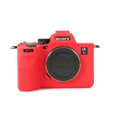 Imagem de Rieibi Capa Sony A7RV, capa protetora de silicone macio para câmera digital Sony A7R5/A7R V/Alpha 7R V/A7RV/A7R 5/A7RM5, leve, A7 RV – Vermelho