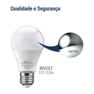 Imagem de Lâmpada BULBO LED A60 E27 9W 630LM 6500 K - Luz Fria/Branca