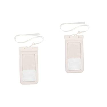 Imagem de SUPVOX 2 peças bolsa impermeável para celular bolsa para celular bolsa de celular com cordão bolsa de telefone à prova d'água cordão impermeável para celular PVC spa mergulho branco