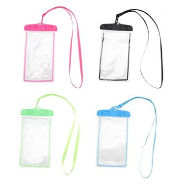 Imagem de SUPVOX 4 peças bolsa impermeável para celular protetor de telefone essenciais para férias acessórios do lago capa de telefone bolsa de telefone cordão capa de telefone bolsa protetora PVC praia