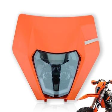 Imagem de fewfuss Farol de LED universal Dirt Bike – Kit de faróis LED para motocross – Kit de montagem de farol de motocicleta para Enduro ATV (laranja)