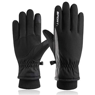 Imagem de KEAIDO Luvas de esqui de inverno, impermeáveis com tela sensível ao toque para homens e mulheres, meninos e meninas, luvas leves para trabalho de segurança, snowboard, corrida, ciclismo, luvas de clima frio, aquecedores de mãos portáteis para uso ao ar livre (preto, B)