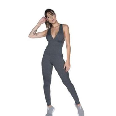 Imagem de Macacão Liso Longo Bojo Bella Fiore Roupa para Academia Treino Suplex Moda Fitness-Feminino