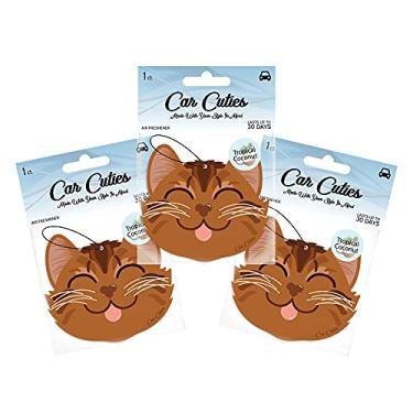 Imagem de Car Cuties Fofo CAT Car Air FRESHENER - Design de gato fofo, perfume de longa duração, parte dos lucros beneficia PAWS Chicago (coco tropical - pacote com 3)