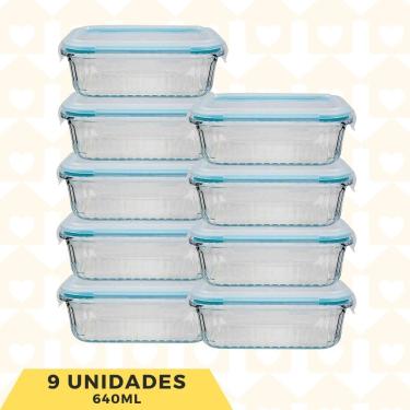Imagem de Jg 9 Pote 100% Herméticos Premium 640ML Vidro Retangular Fit