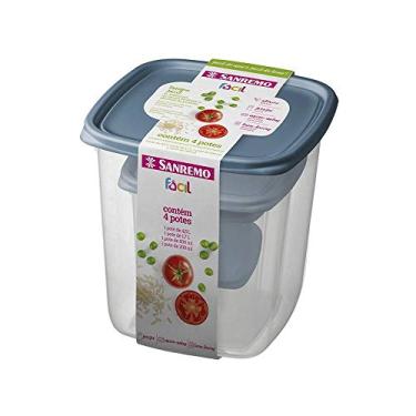 Imagem de Sanremo - Kit Fácil com 4 Potes Plásticos Retangulares de Tamanhos Variados, Linha Fácil
