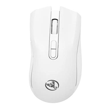 Imagem de Mouse de Mesa, 2.4G Sem Fio Ultrafino Plug and Play 800~4800DPI Mouse para Laptop Escolar Com Luz de Fundo RGB (Branco)