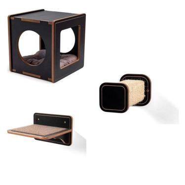 Imagem de Playground Para Gatos Fígaro   Nicho Frente Quadrado Preto