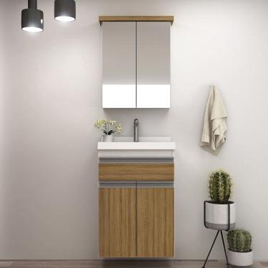 Imagem de Gabinete de Banheiro 50cm com Lavatório e Armário Ref 501 Branco/Itapuã