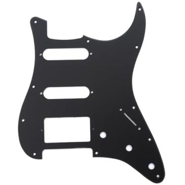 Imagem de Musiclily 11 Furos Escudo HSS Pickguard Strato para Guitarra Fender EUA/Mexicana Made Stratocaster Standard Estilo Moderno, 1 Camada Preto Fosco