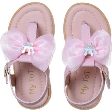 Imagem de Sandália Infantil Menina Confortável Laço Coroa Princesa Solado Antiderrapante (Rosa, BR, Criança de 1 a 3 anos, Numérico, 20)