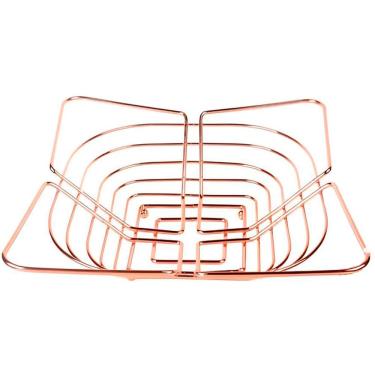 Imagem de Fruteira Cesta De Mesa Cozinha Rose Gold Inox Elegante 28cm