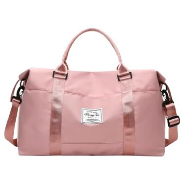Imagem de INVODA Bolsa esportiva de viagem, bolsa de ginástica, bolsa de ombro para fim de semana, bolsa de viagem para mulheres, rosa, Bolsa de viagem