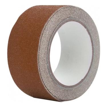 Imagem de Fita adesiva de PVC antiderrapante 5m x 5cm marrom para escadas