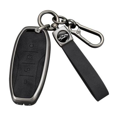 Imagem de HIBEYO Capa de chaveiro compatível com acessórios BYD capa de liga de zinco compatível com BYD ATTO3 Song DM-i Plus Pro Max Qin Don Han E-Seed GT capa de chave remota - chaveiro longo preto