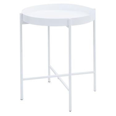 Imagem de Mesa de Apoio Bandeja Sofá Cama Redonda 40x50cm Média Collie Branco