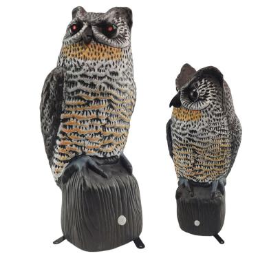 Imagem de Coruja Solar Repelente Acende Olhos Barulho Realista Afasta Animais Cobra Passaros Aves Esquilo Pombo Escorpiao Roedores Pragas Protege Jardim Quintal