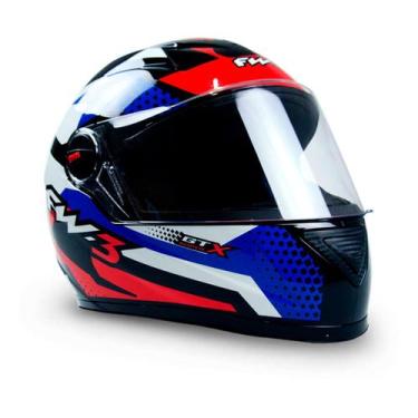 Imagem de Capacete Moto Fechado GTN Super Viseira Cristal Azul/Branco Brilhante 