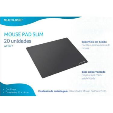 Imagem de Mouse Pad Multilaser Stander Slim Ac027 22x18cm Preto 20 Pçs