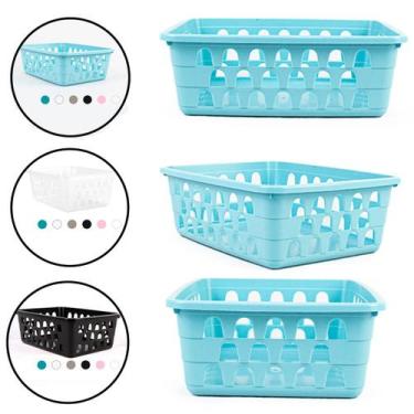 Imagem de Cesto Multiuso Organizador Pequeno REF023 16x12x6Cm Azul 123Organizei 