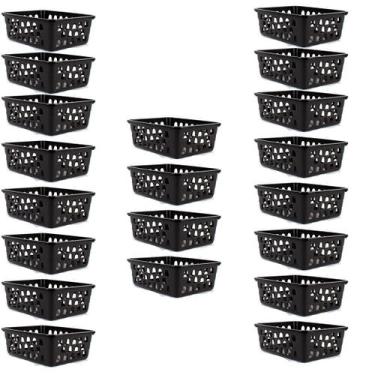 Imagem de Kit 20 Cestos Organizador Pequeno 16x12x6Cm Preto - 123 Organizei