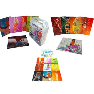 Imagem de Kit Jogos Educativos Folclore Quebra-cabeça + Jogo memória 10 pares