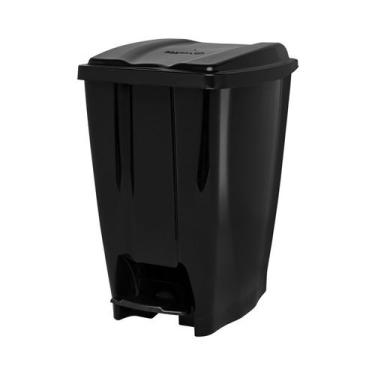 Imagem de Lixeira 40 Litros Com Pedal Cesto De Lixo Preto - Jaguar, Preto