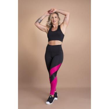 Imagem de Conjunto Fitness Feminino Calça Legging Cintura Alta Detalhe Moda E To