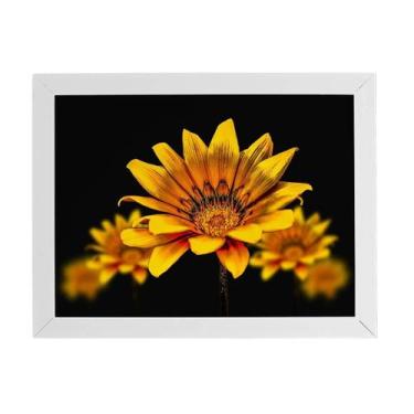 Imagem de Quadro Gazânia Flor Amarela E Laranja Moldura Branca 60X40Cm - Plimsho