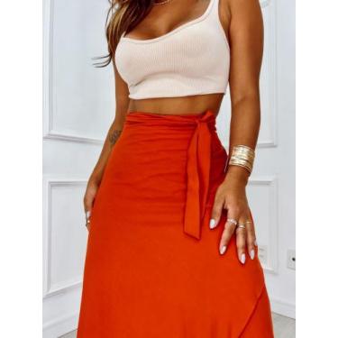Imagem de Saia leve Fresquinha Forro Verão Mullet Midi Multiforma Blogueira Moda