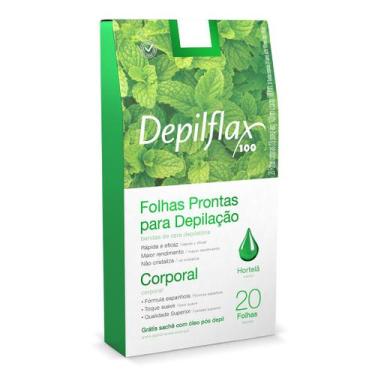 Imagem de Depilflax Folhas Prontas para Depilação Corporal / 20 folhas, Hortelã