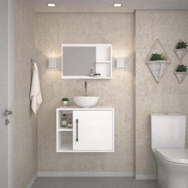 Imagem de Conjunto para Banheiro Gabinete com Cuba Redonda R30 e Espelheira Laur