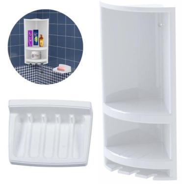 Imagem de Cantoneira Porta Shampoo Branco + Saboneteira Plástica - Valeplast