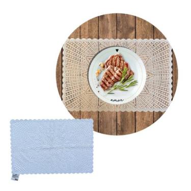 Imagem de 12 Toalhas Americana de Mesa Renda Plástico Lavável 30x45cm - Fx