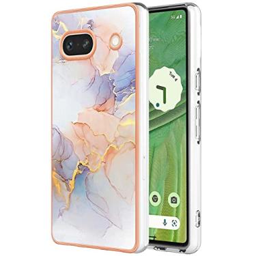 Imagem de Monwutong Capa de telefone de ajuste fino para Google Pixel 7A, capa moderna com estampa de mármore IMD brilhante para meninas, com proteção de tela e lente da câmera para Google Pixel 7A, mármore