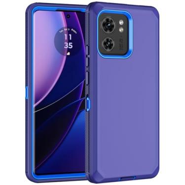 Imagem de Capa para Moto Edge 2023, capa para Moto Edge 40, com protetor de tela resistente contra quedas, capa protetora de celular à prova de poeira para Motorola Edge 2023 (azul I)