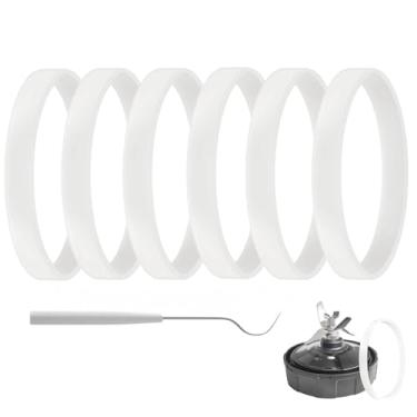 Imagem de Pacote com 6 juntas de borracha para reposição de vedação branca (10 cm) O-ring para liquidificador Nutri Ninja Substituição para Ninja Auto-iQ Pro Extractor CT680 BL456-30 BL480 BL681A BL682 BL640