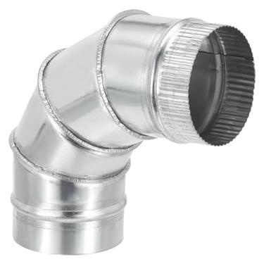 Imagem de PATIKIL Conector de tubo de duto de cotovelo de 90 graus OD de 4 polegadas, conector ajustável de tubo de combustão de chaminé de ventilação HVAC, adaptador de ferro galvanizado para tubo de escape de