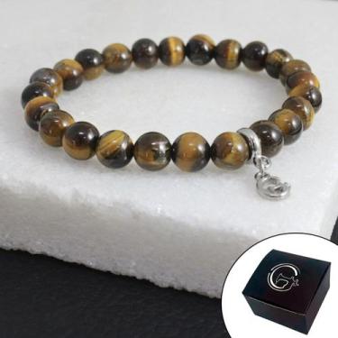 Imagem de Pulseira De Pedra Natural Marrom Olho De Tigre Forte Proteção Favorito