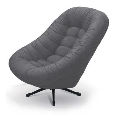 Imagem de Poltrona Giratória com Balanço Mônaco Tecido Suede Veludo Cinza - MOVE