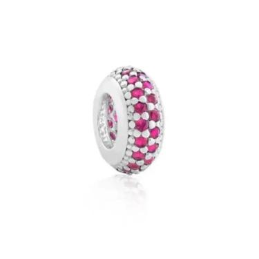 Imagem de Pingente Berloque Separador Zircônia Rosa Pink Prata 925 - Prata925