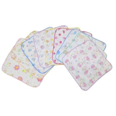 Imagem de Fraldinha De Boca Estampada Luxo 33x33 Com Crochê Kit C/ 10 - Dugu, Ne