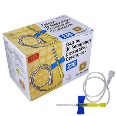 Imagem de ESCALPE c/ dispositivo 23G AZUL LOCK DESCARPACK CX COM 100 UNIDADES