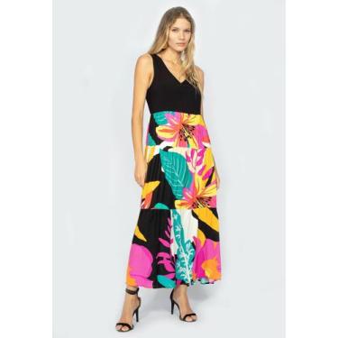 Imagem de Vestido Regata Longo Peri Viscose Camadas Estampa Bioma de Pampa - Ama