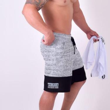 Imagem de Bermuda Moletinho Masculina Rajada BYG Luly Cinza - BYG Moda Fitness, 