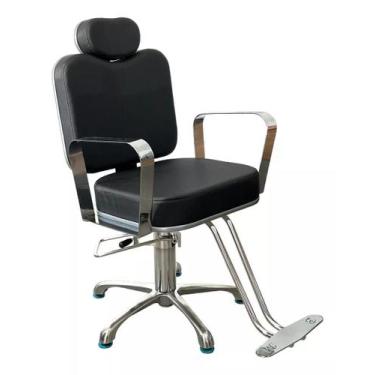 Imagem de Cadeira Reclinável Hidráulica para Salão Preto Acetinado - Moveis e co